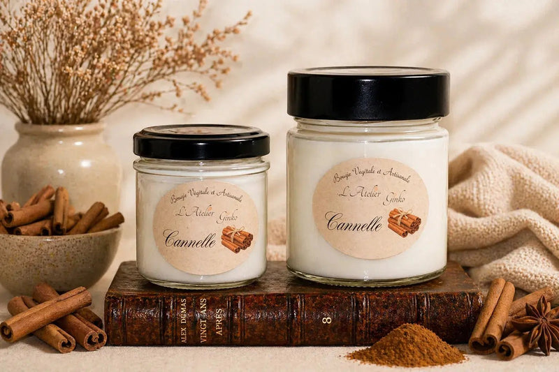 Bougie parfumée Cannelle cire de soja artisanale - L'Atelier Ginko