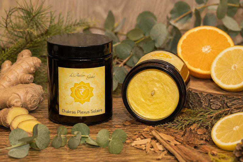Bougie parfumée Chakras Plexus Solaire MANI - L'Atelier Ginko - Boutique en Ligne