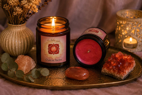 Bougie parfumée Chakras Racine MULĀ - L'Atelier Ginko - Boutique en Ligne