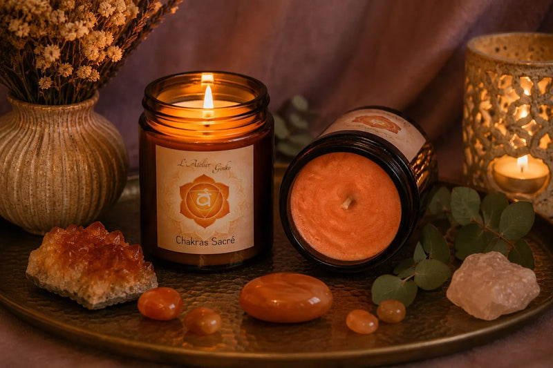 Bougie parfumée Chakras Sacré SVĀRA - L'Atelier Ginko - Boutique en Ligne