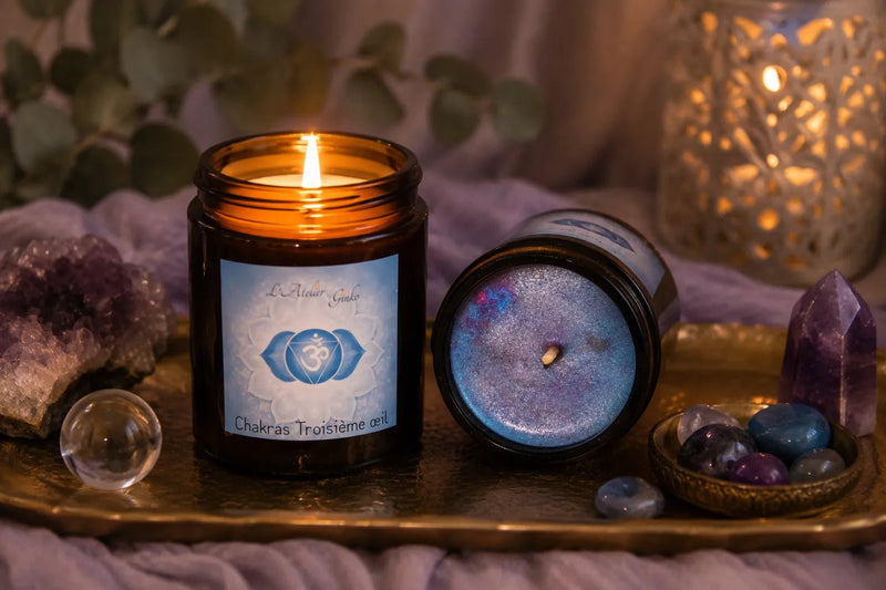 Bougie parfumée Chakras Troisième Œil AJNA - L'Atelier Ginko - Boutique en Ligne