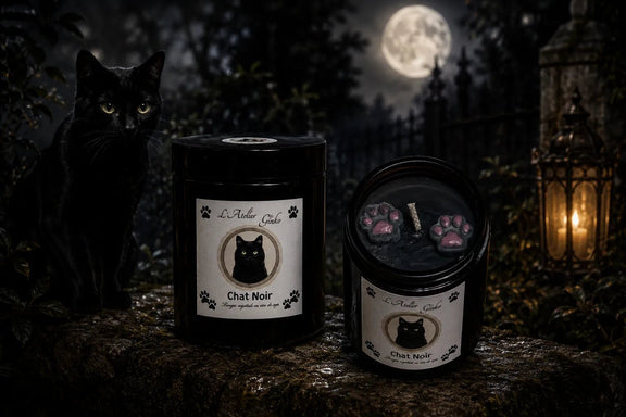 Bougie parfumée Chat Noir – Cire de soja artisanale - L'Atelier Ginko - Boutique en Ligne