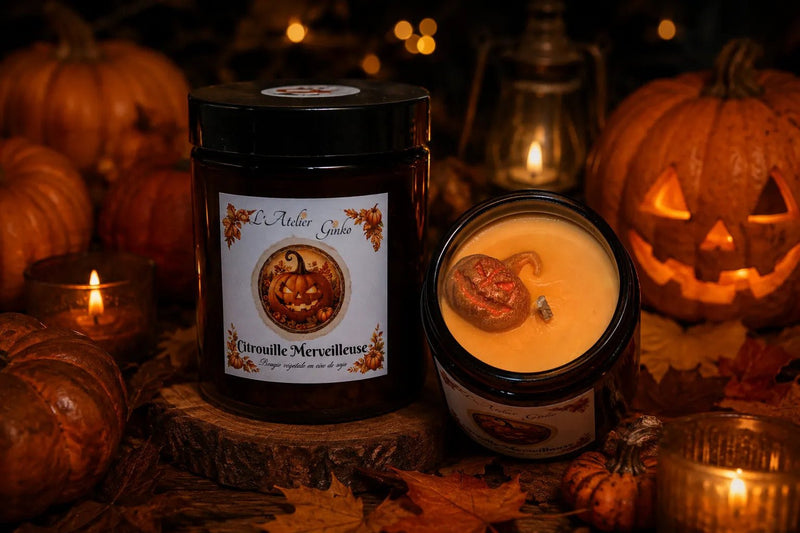 Bougie parfumée Citrouille Merveilleuse – Cire de soja artisanale - L'Atelier Ginko - Boutique en Ligne