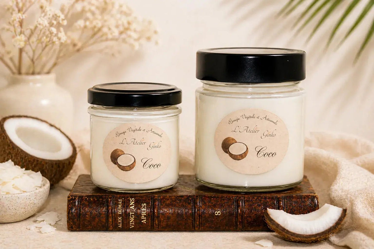 Bougie parfumée Coco cire de soja artisanale L'Atelier Ginko Moselle