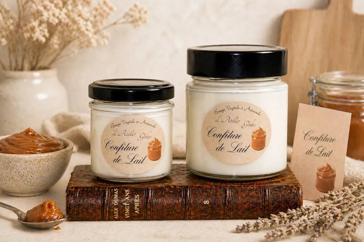 Bougie parfumée Confiture de Lait cire de soja artisanale L'Atelier Ginko Moselle
