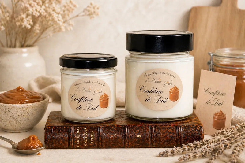Bougie parfumée Confiture de Lait cire de soja artisanale L'Atelier Ginko Moselle