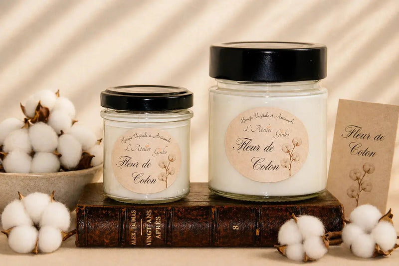 Bougie parfumée Fleur de Coton cire de soja artisanale L'Atelier Ginko Moselle