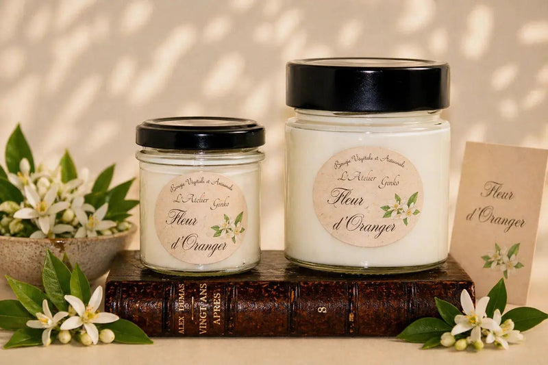 Bougie parfumée Fleur d'Oranger cire de soja artisanale L'Atelier Ginko Moselle