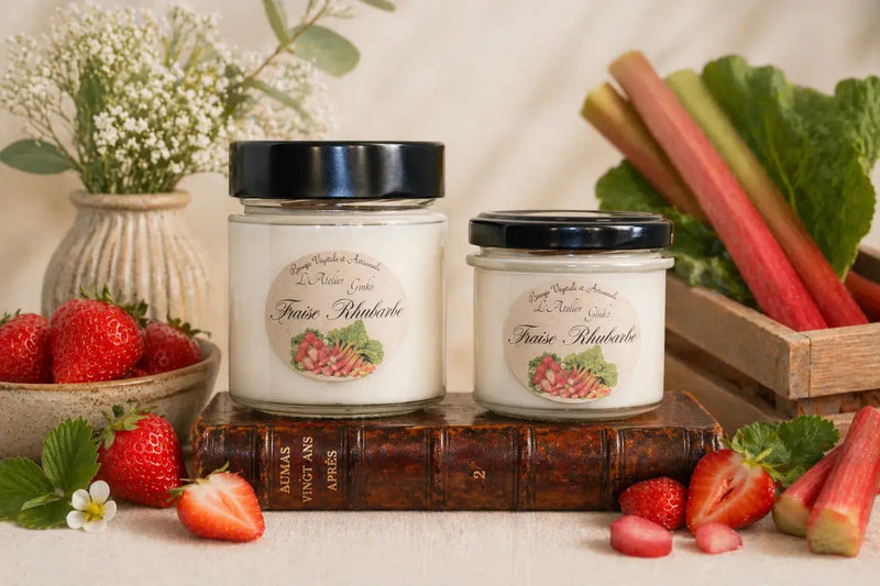 Bougie parfumée Fraise Rhubarbe - L'Atelier Ginko - Boutique en Ligne