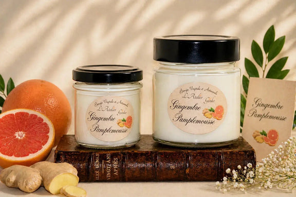 Bougie parfumée Gingembre Pamplemousse cire de soja artisanale L'Atelier Ginko Moselle
