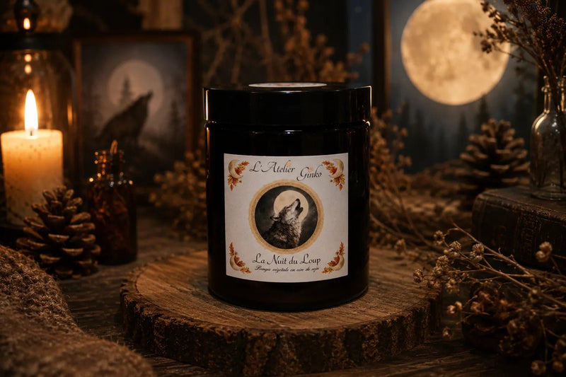 Bougie parfumée La Nuit du Loup – Cire de soja artisanale - L'Atelier Ginko - Boutique en Ligne