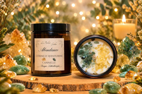 Bougie parfumée Lithothérapie Abondance - L'Atelier Ginko - Boutique en Ligne