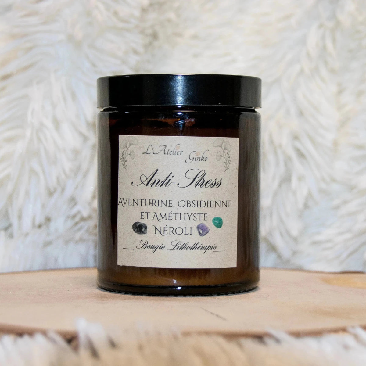 Bougie parfumée Lithothérapie Anti - Stress - L'Atelier Ginko - Boutique en Ligne