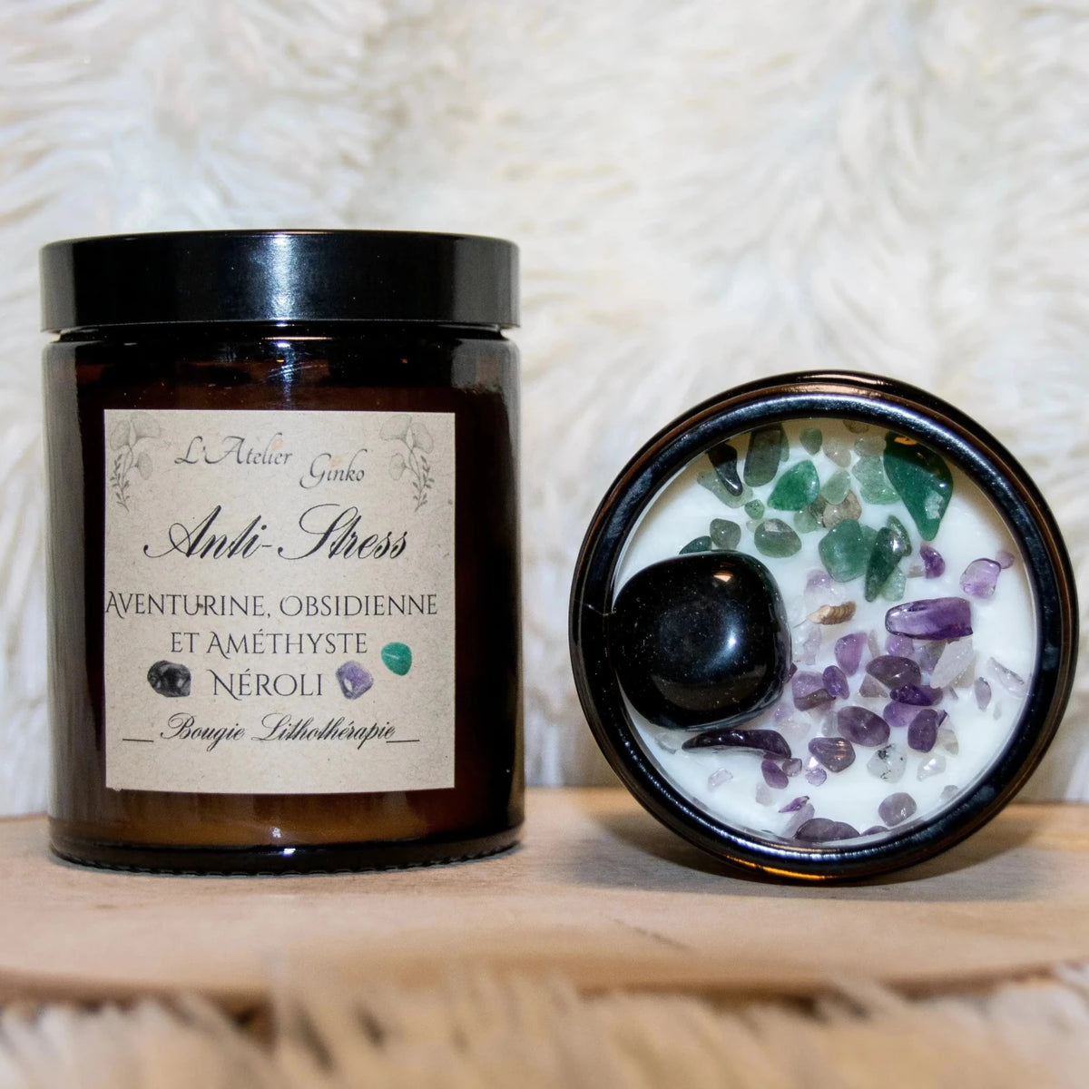 Bougie parfumée Lithothérapie Anti - Stress - L'Atelier Ginko - Boutique en Ligne