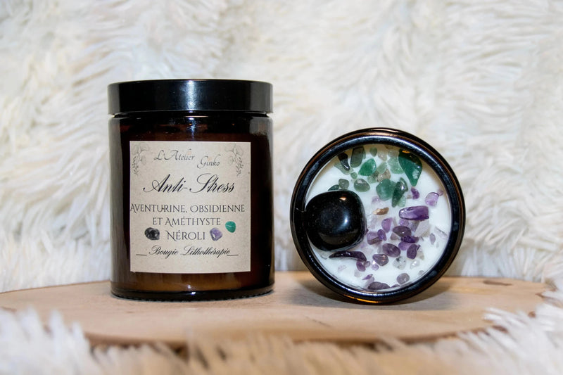 Bougie parfumée Lithothérapie Anti - Stress - L'Atelier Ginko - Boutique en Ligne
