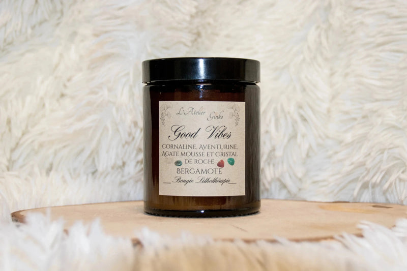 Bougie parfumée Lithothérapie Good Vibes - L'Atelier Ginko - Boutique en Ligne