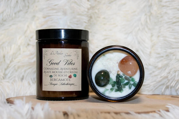 Bougie parfumée Lithothérapie Good Vibes - L'Atelier Ginko - Boutique en Ligne