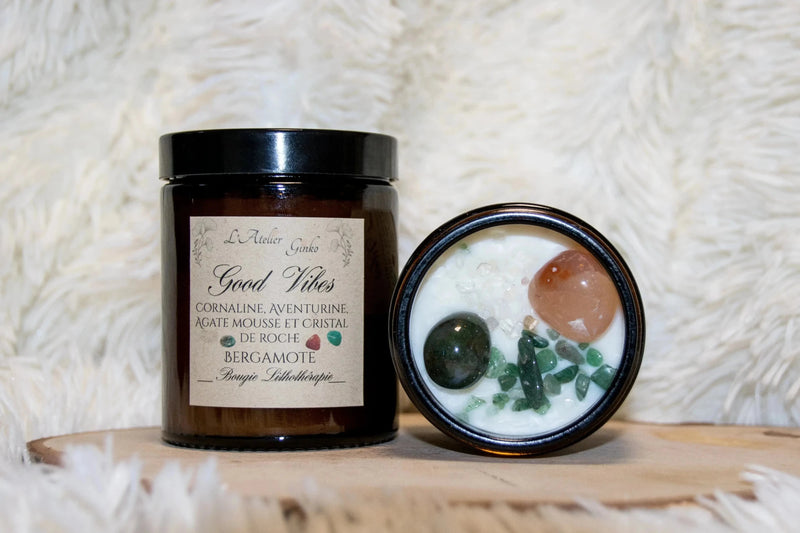 Bougie parfumée Lithothérapie Good Vibes - L'Atelier Ginko - Boutique en Ligne