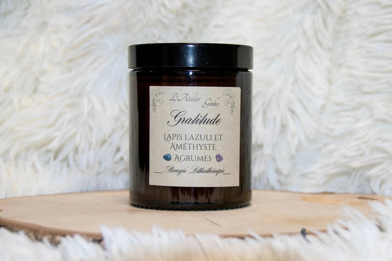 Bougie parfumée Lithothérapie Gratitude - L'Atelier Ginko - Boutique en Ligne