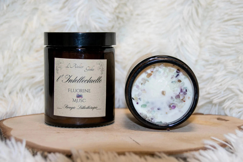 Bougie parfumée Lithothérapie L'Intellectuelle - L'Atelier Ginko - Boutique en Ligne