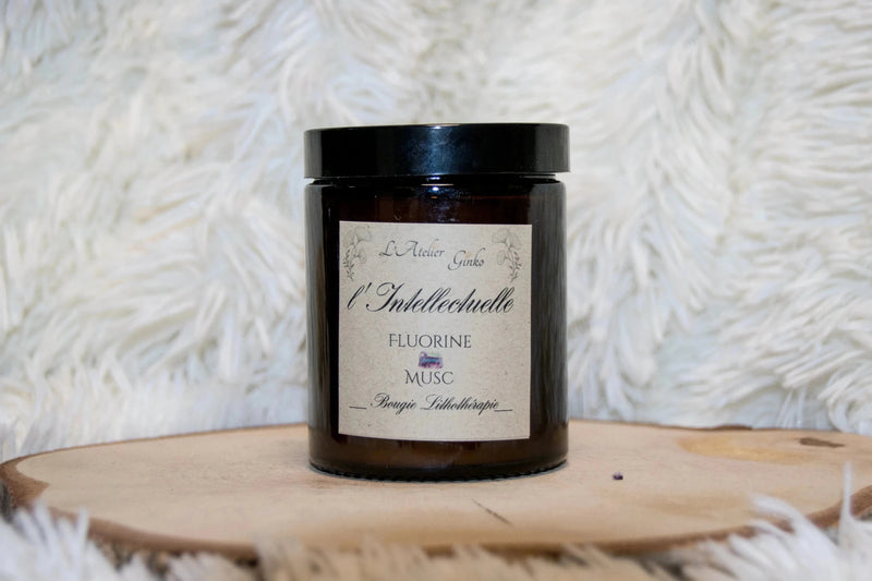 Bougie parfumée Lithothérapie L'Intellectuelle - L'Atelier Ginko - Boutique en Ligne