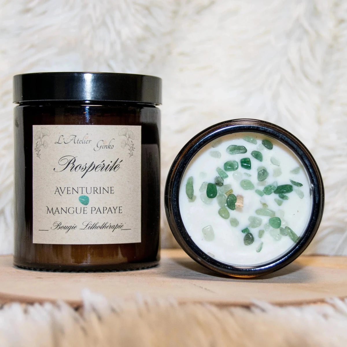 Bougie parfumée Lithothérapie Prospérité - L'Atelier Ginko - Boutique en Ligne