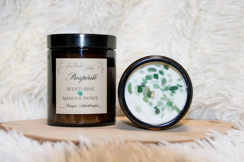 Bougie parfumée Lithothérapie Prospérité - L'Atelier Ginko - Boutique en Ligne