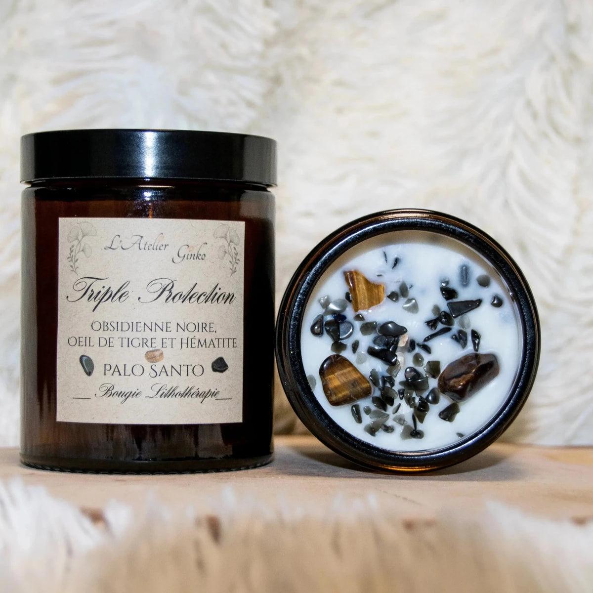 Bougie parfumée Lithothérapie Triple Protection - L'Atelier Ginko - Boutique en Ligne