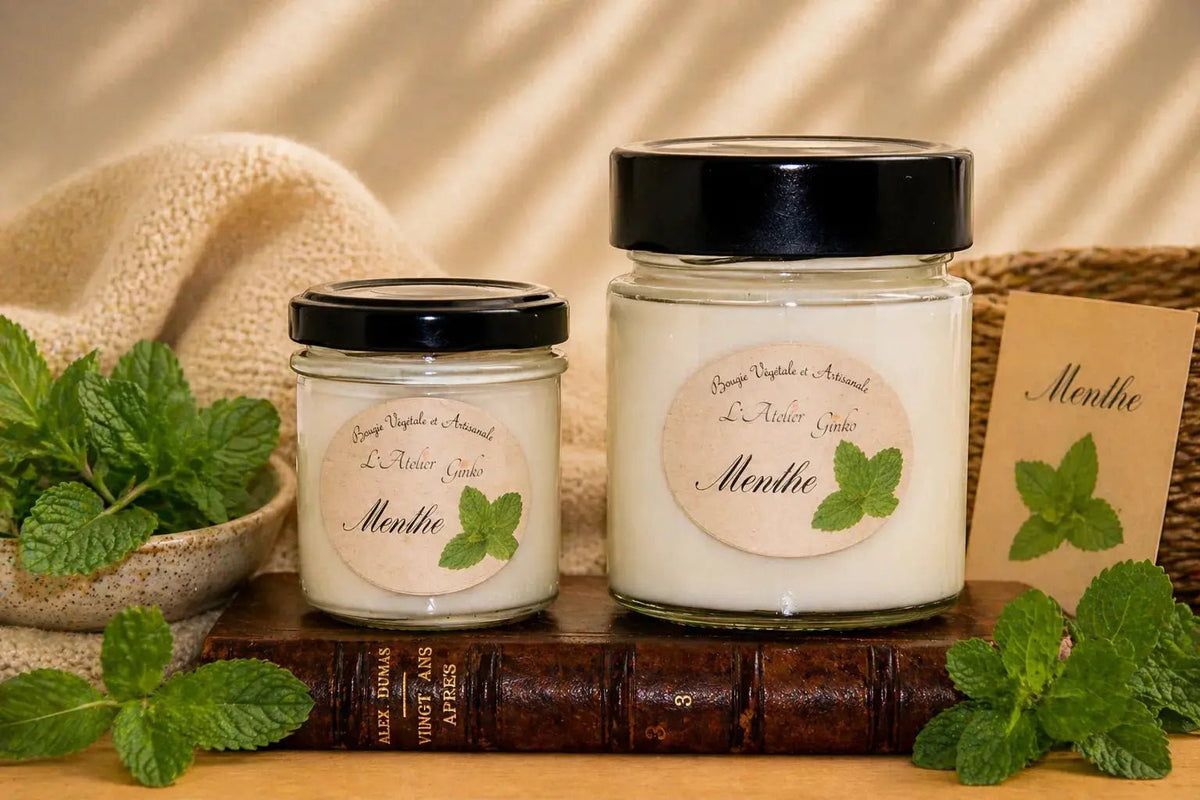 Bougie parfumée Menthe cire de soja artisanale - L'Atelier Ginko