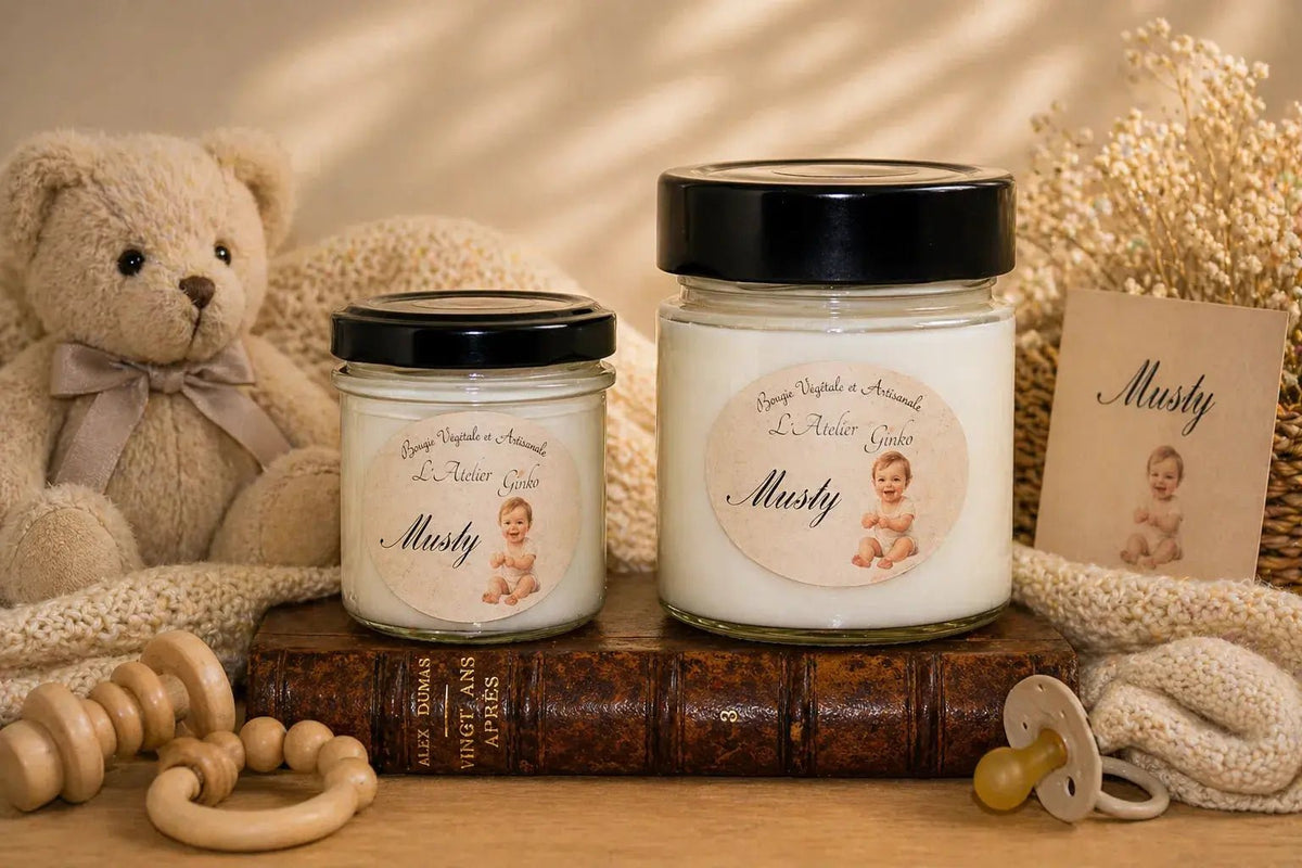 Bougie parfumée Musty cire de soja artisanale - L'Atelier Ginko