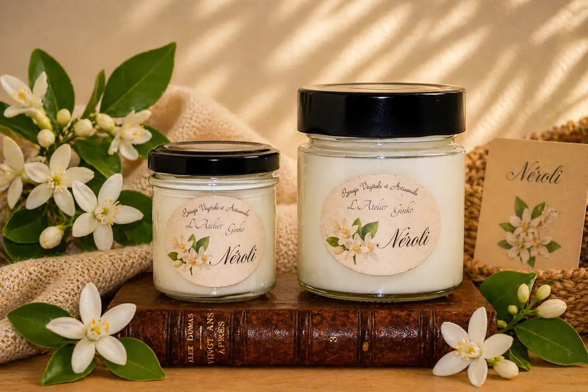 Bougie parfumée Néroli cire de soja artisanale L'Atelier Ginko Moselle