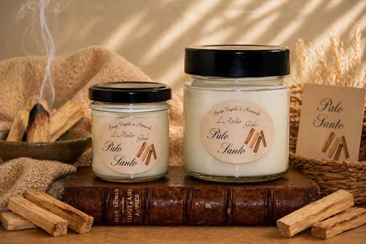 Bougie parfumée Palo Santo cire de soja artisanale - L'Atelier Ginko