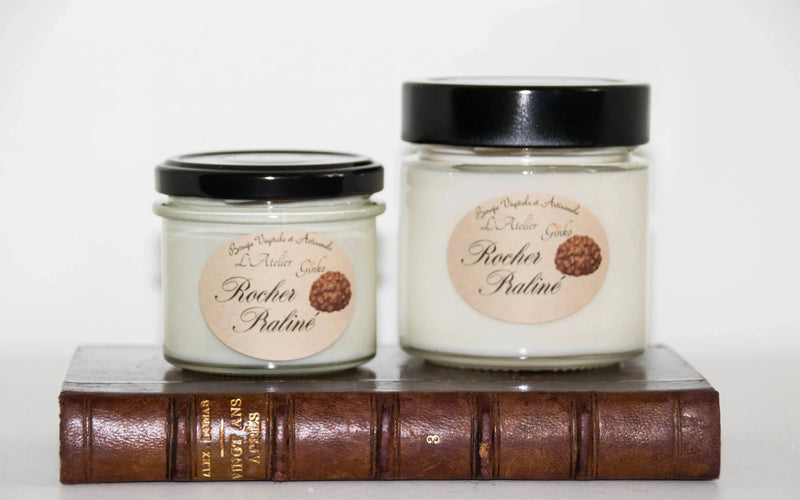 Bougie parfumée Rocher praliné cire de soja artisanale - L'Atelier Ginko