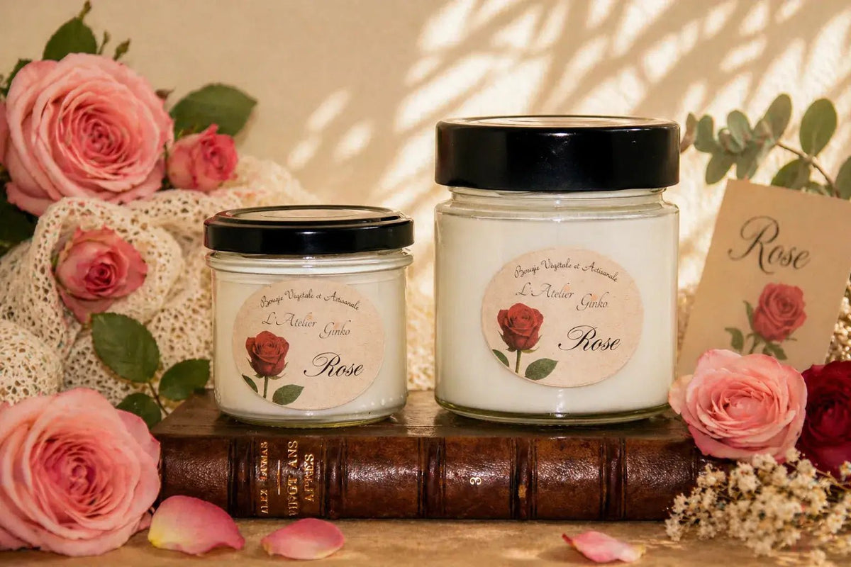 Bougie parfumée Rose cire de soja artisanale - L'Atelier Ginko