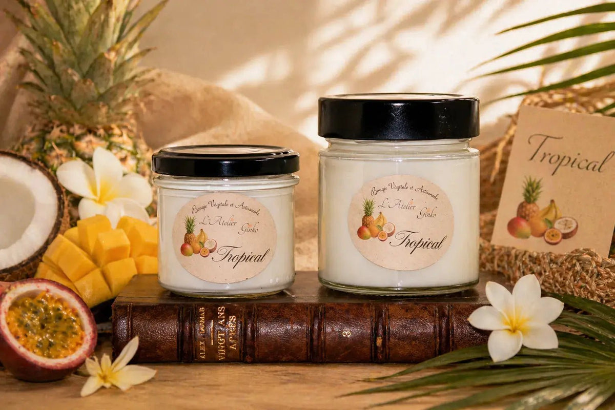 Bougie parfumée Tropical cire de soja artisanale L'Atelier Ginko Moselle