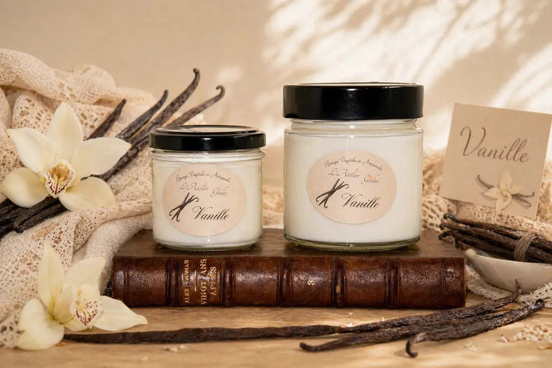 Bougie parfumée Vanille cire de soja artisanale L'Atelier Ginko Moselle