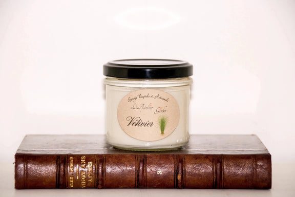 Bougie parfumée Vétivier cire de soja artisanale - L'Atelier Ginko