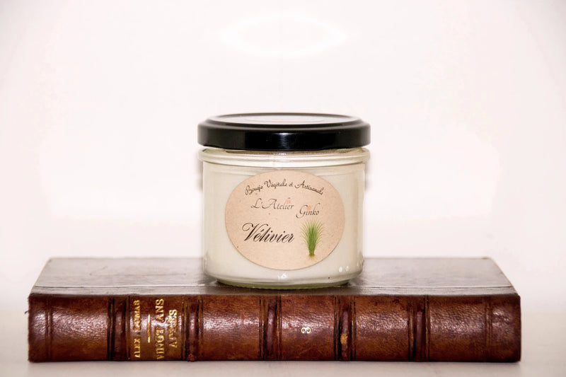 Bougie parfumée Vétivier cire de soja artisanale - L'Atelier Ginko