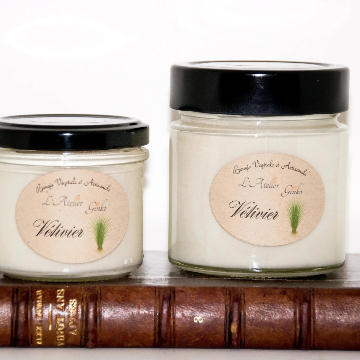 Bougie parfumée Vétivier cire de soja artisanale - L'Atelier Ginko