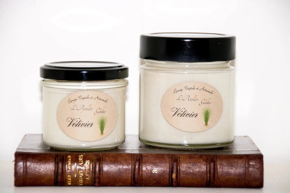 Bougie parfumée Vétivier cire de soja artisanale - L'Atelier Ginko