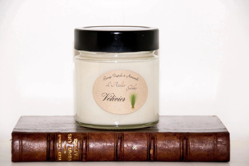 Bougie parfumée Vétivier cire de soja artisanale - L'Atelier Ginko