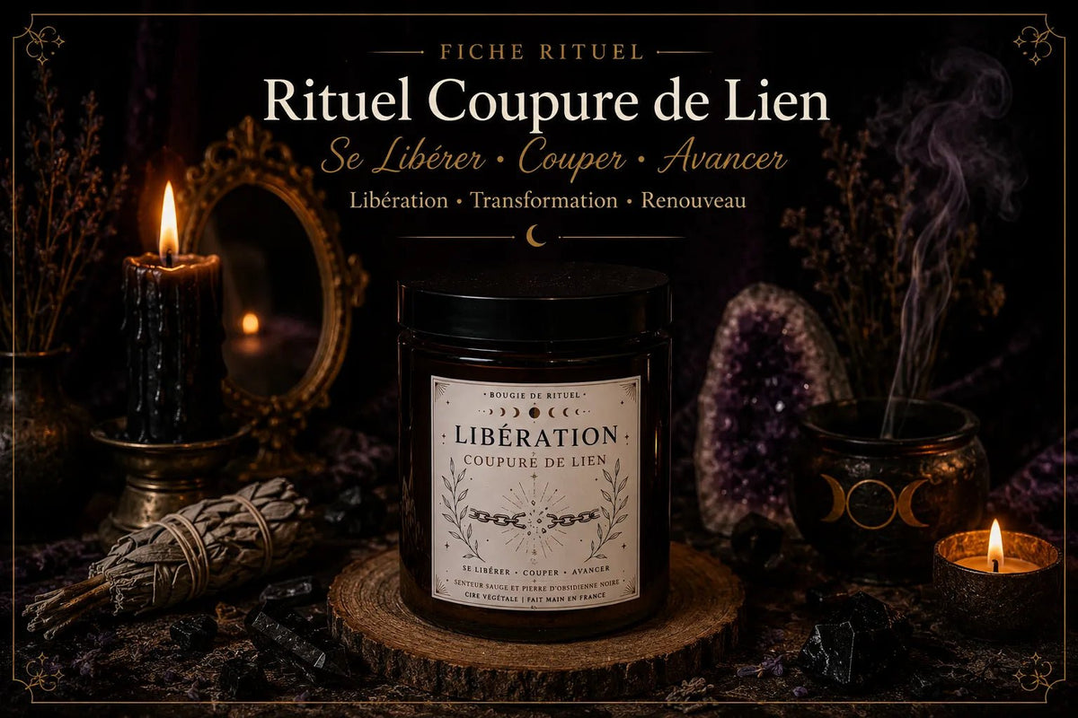 Bougie Rituel Coupure de Lien – Libération & Renouveau - L'Atelier Ginko - Boutique en Ligne