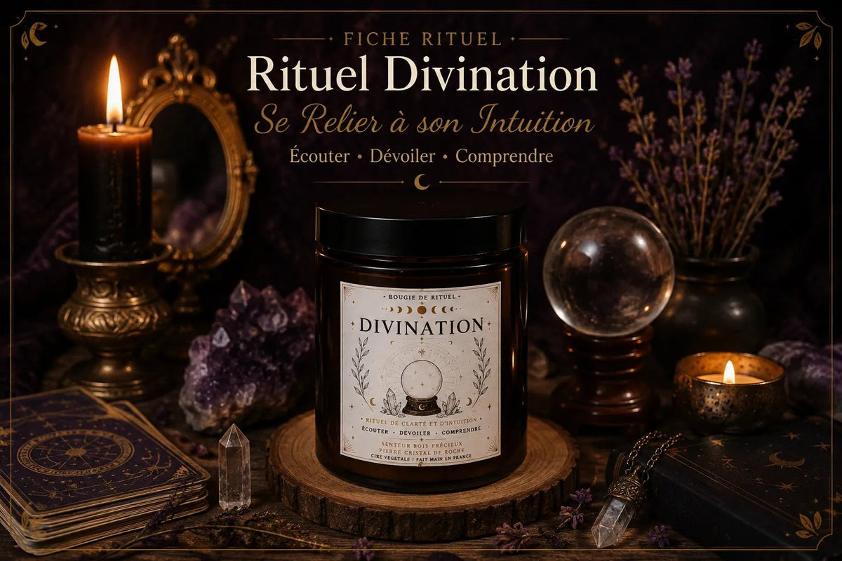 Bougie Rituel Divination – Intuition et Clairvoyance - L'Atelier Ginko - Boutique en Ligne