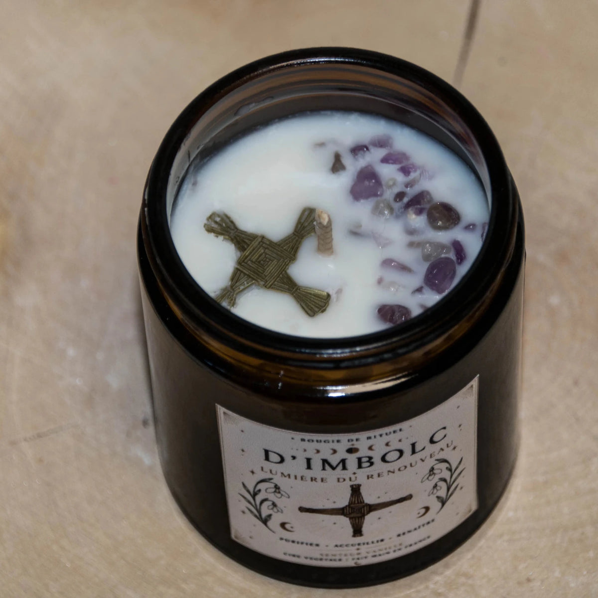 Bougie Rituel Imbolc – Renouveau, Purification & Lumière - L'Atelier Ginko - Boutique en Ligne