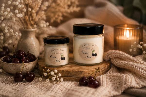 Bougie du mois Cerise Noire – édition limitée cire de soja L'Atelier Ginko
