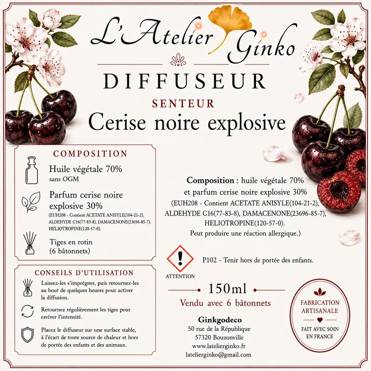 Diffuseur d’ambiance parfumé - L'Atelier Ginko - Boutique en Ligne