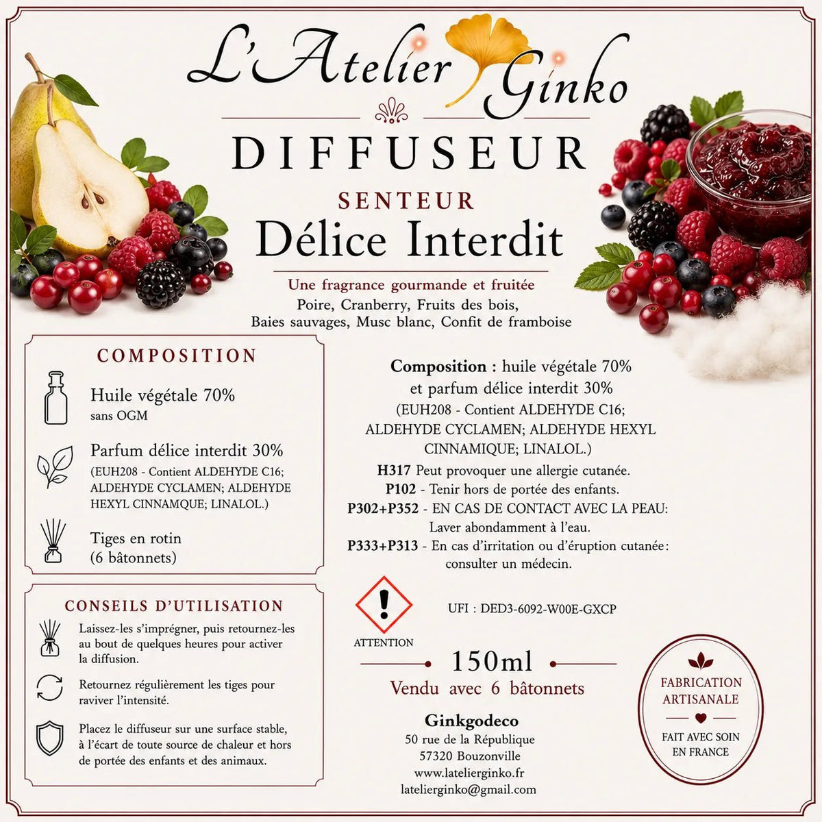 Diffuseur d’ambiance parfumé - L'Atelier Ginko - Boutique en Ligne