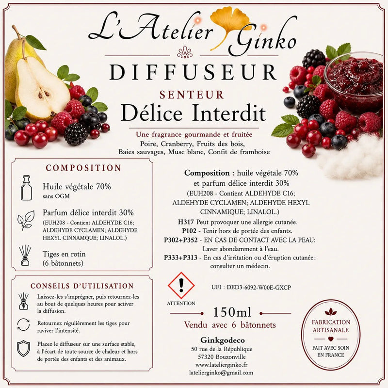 Diffuseur d’ambiance parfumé - L'Atelier Ginko - Boutique en Ligne