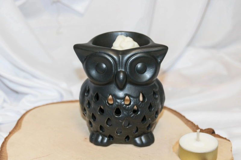 Duo diffuseurs Hibou blanc et noir brûle-parfum céramique artisanal - L'Atelier Ginko