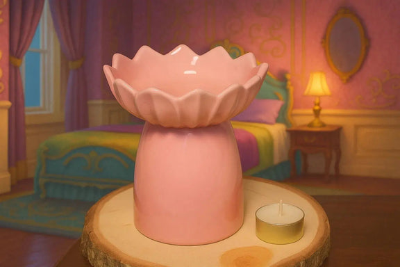 Diffuseur brûle-parfum céramique Nénuphar Rose artisanal – L'Atelier Ginko Moselle